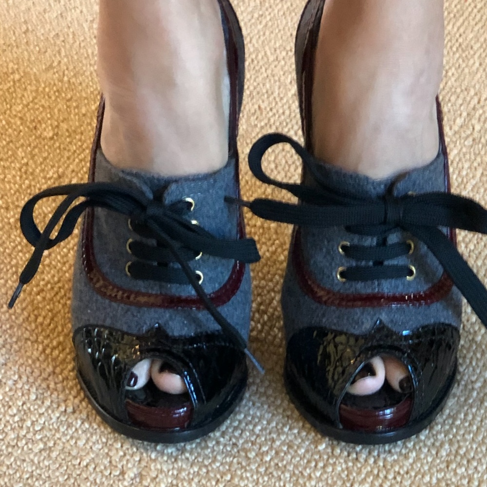 Tweet Patent Leather Platform Laced Peep Toe